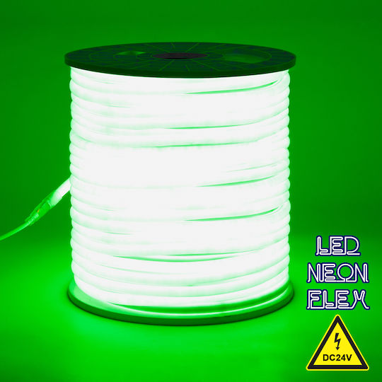 GloboStar Водоустойчива LED Лента 24V Зелено Светлина 1м Неон Флекс