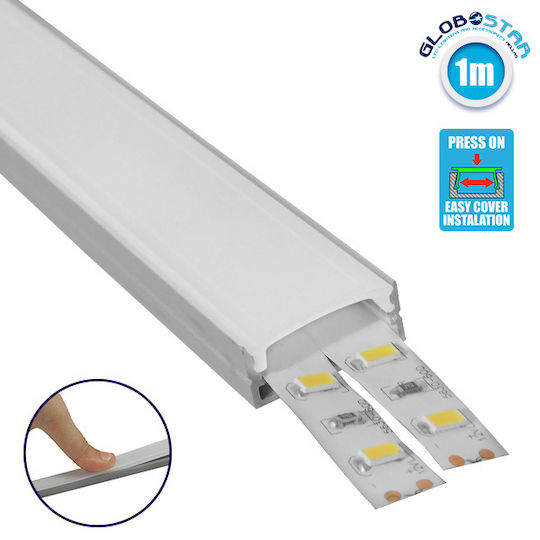 GloboStar External Aluminum Profile for LED Strip with Opal Cover 100x2.3x1cm