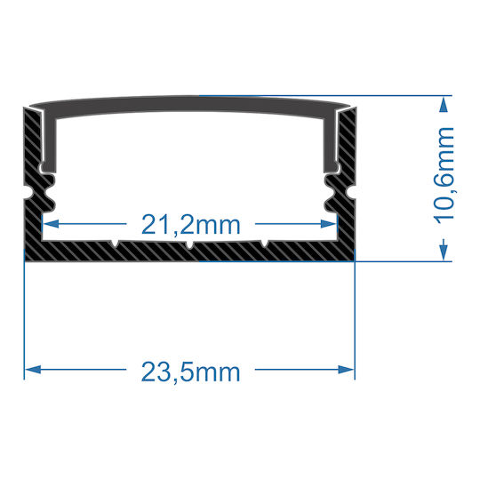 GloboStar External Aluminum Profile for LED Strip with Opal Cover 100x2.3x1cm