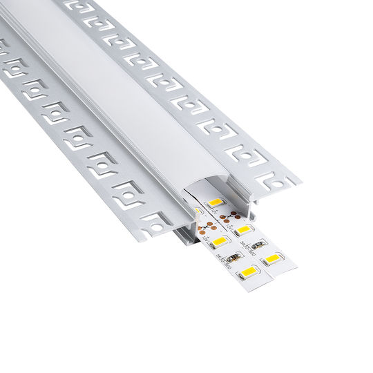 GloboStar Walled Aluminum Profile for LED Strip with Opal Cover for Drywall 100x6.6x1.3cm