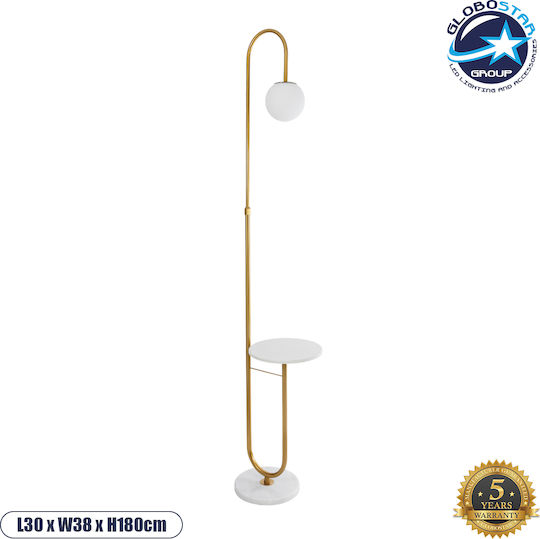 GloboStar Cordelia Floor Lamp H180xW30cm. with Socket for Bulb E27 Gold