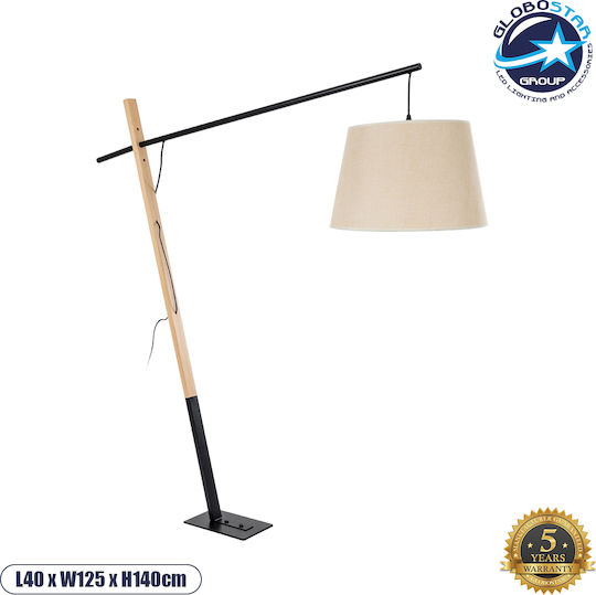 GloboStar Kelsie Stehleuchte H140xB40cm. mit Fassung für Lampe E27 Schwarz