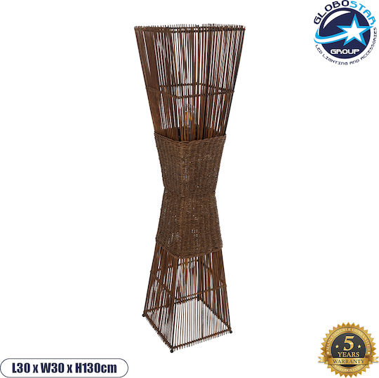 GloboStar Palma Floor Lamp H130xW30cm. with Socket for Bulb E27 Brown