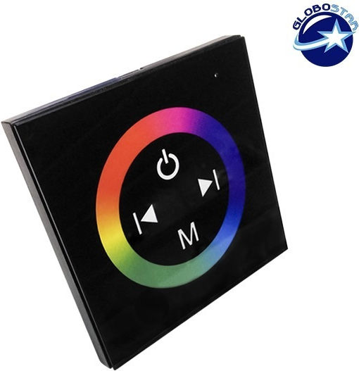 GloboStar Διακόπτης Dimmer με Πλαίσιο Ταινία LED Αφής Panel RGB Controller 12-24 Volt 144 Watt Μαύρο σε Μαύρο Χρώμα