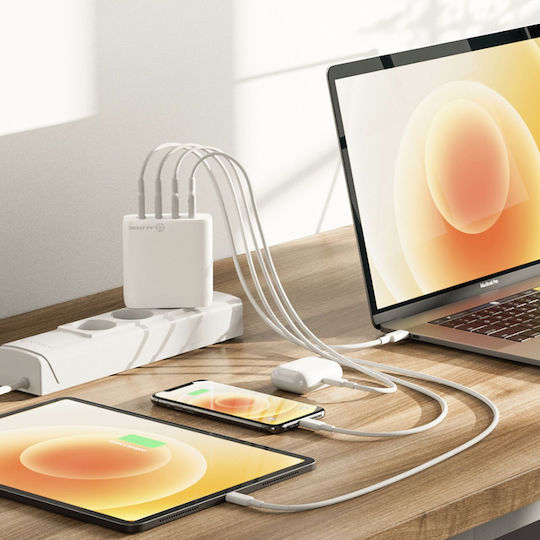 Alogic Charger Without Cable with 2 USB-A Ports and 2 USB-C Ports 100W Power Delivery Whites (WCG4X100-EU)