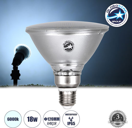 GloboStar LED Bulb 18W 130mm for Socket E27 and Shape PAR38 Cool White 2000lm
