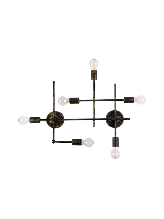 GloboStar Piping Industrial Φωτιστικό Τοίχου με Ντουί E27 Μπρούτζινο 66x49εκ.