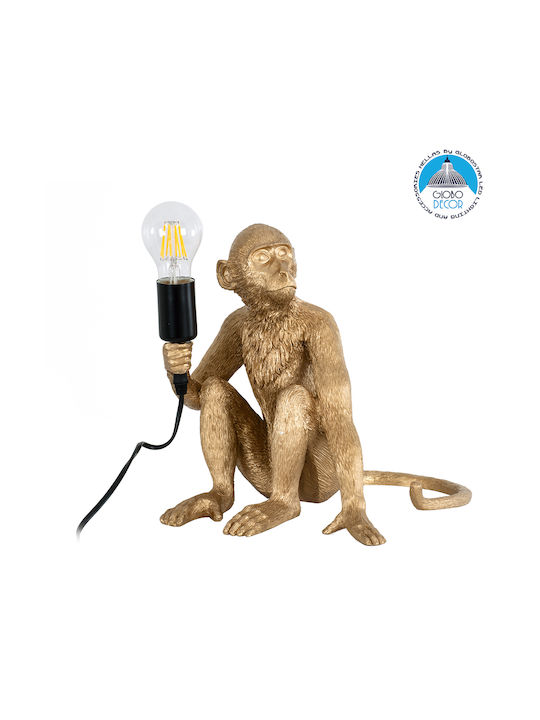 GloboStar Apes Декоративна Лампа Фигура с Цокъл за Крушка E27 Златист