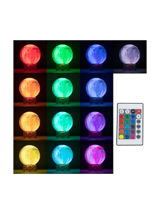 GloboStar Διακοσμητικό Φωτιστικό Kaotica LED RGB Moon Light 20x20x25εκ.