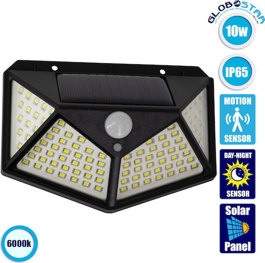GloboStar Wall Mounted Solar Light 10W 1000lm Cold White 6000K with Motion Sensor and Photocell IP65