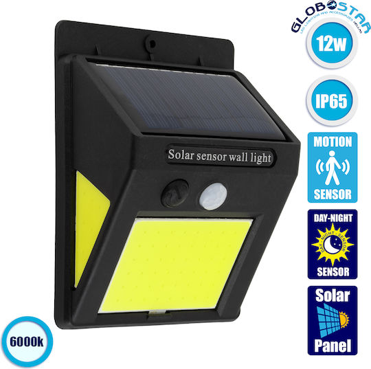 GloboStar Wall Mounted Solar Light 12W 1200lm Cold White 6000K with Motion Sensor and Photocell IP65