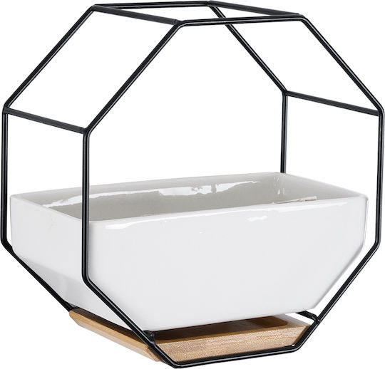 GloboStar Artificial Garden Bianco Κρεμαστό Κασπώ Κεραμικό Λευκό 18x10x18εκ.