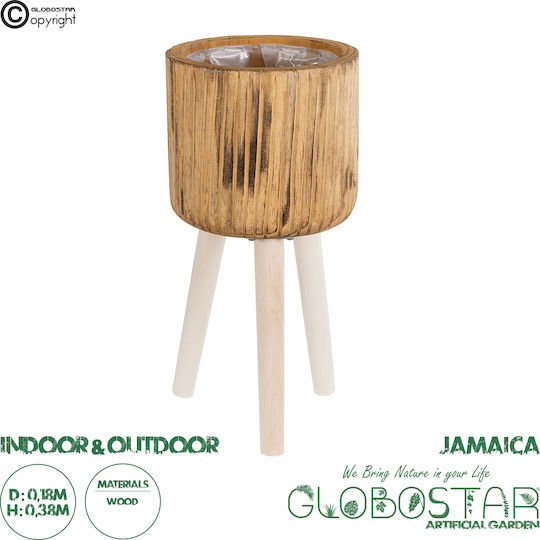 GloboStar Jamaica Κασπώ Ξύλινο Καφέ με Βάση 18x18x38εκ.