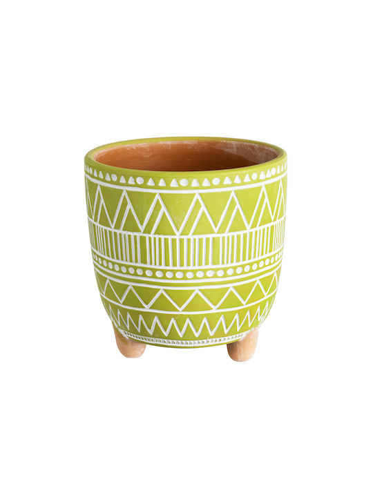 GloboStar Artificial Garden Kenya Planter Ceramic Green with Stand 16x16x16cm.