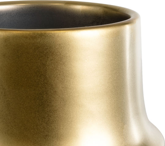 GloboStar Kerkyra Übertopf Keramik Gold 15x15x12.5εκ.