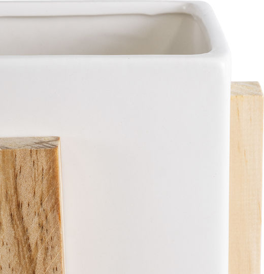 GloboStar Planter Ceramic White with Stand 16x16x16cm.