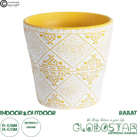 GloboStar Саксия Керамика Бял 14x14x13εκ.