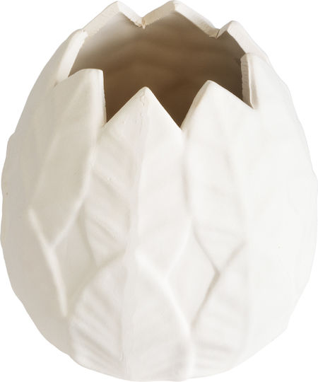 GloboStar Ghiveci Ceramică Alb cu suport 15x15x16εκ.