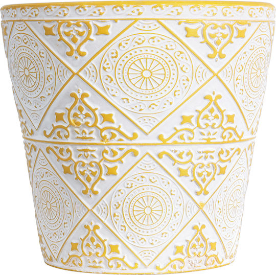 GloboStar Саксия Керамика Бял 14x14x13εκ.