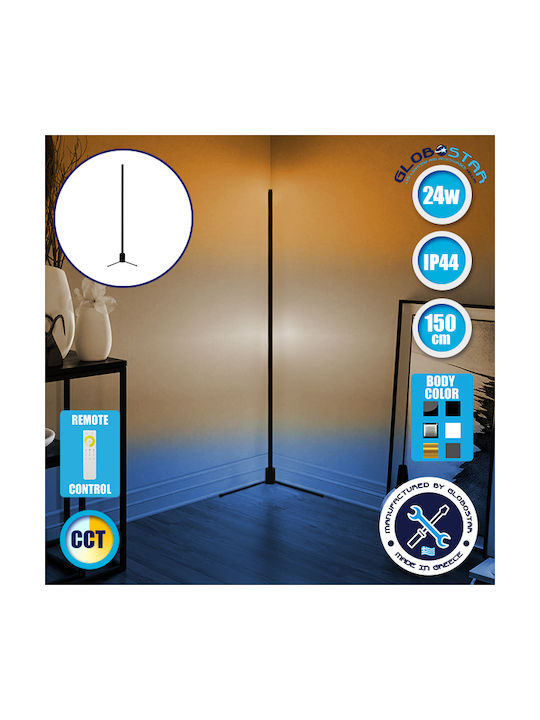 GloboStar LED Φωτιστικό Δαπέδου Υ150εκ. με Ρυθμιζόμενο Λευκό Φως 130lm Μαύρο