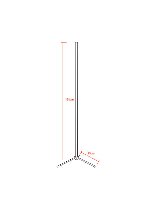 GloboStar LED Φωτιστικό Δαπέδου Υ150εκ. με Ρυθμιζόμενο Λευκό Φως 130lm Μαύρο