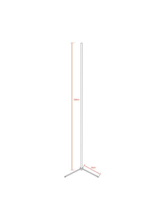 GloboStar LED Floor Lamp H250cm. with Adjustable White Light 130lm Black