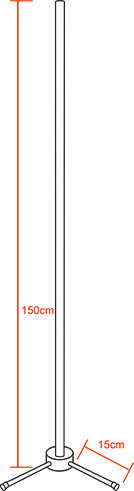 GloboStar LED Floor Lamp H150xW3cm. with Cool White Light 140lm Black
