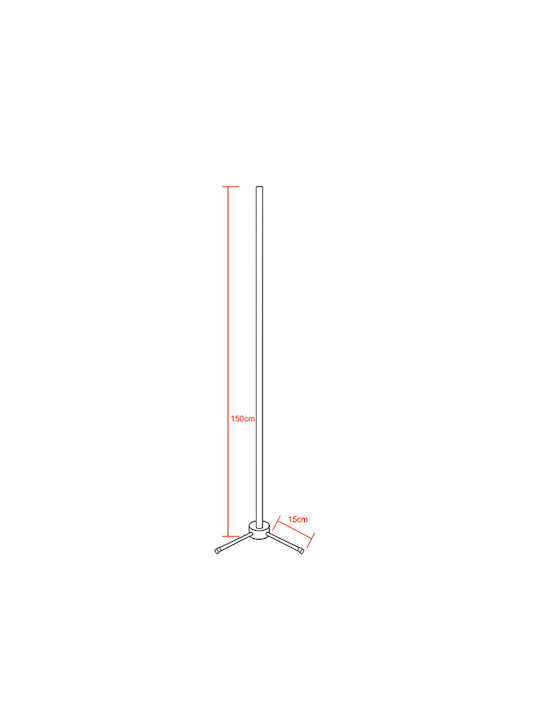 GloboStar LED Floor Lamp H150cm. with RGBW Light 150lm Black