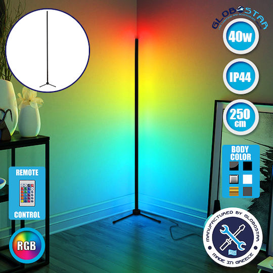 GloboStar LED Floor Lamp H250xW3cm. with RGB Light 100lm Black