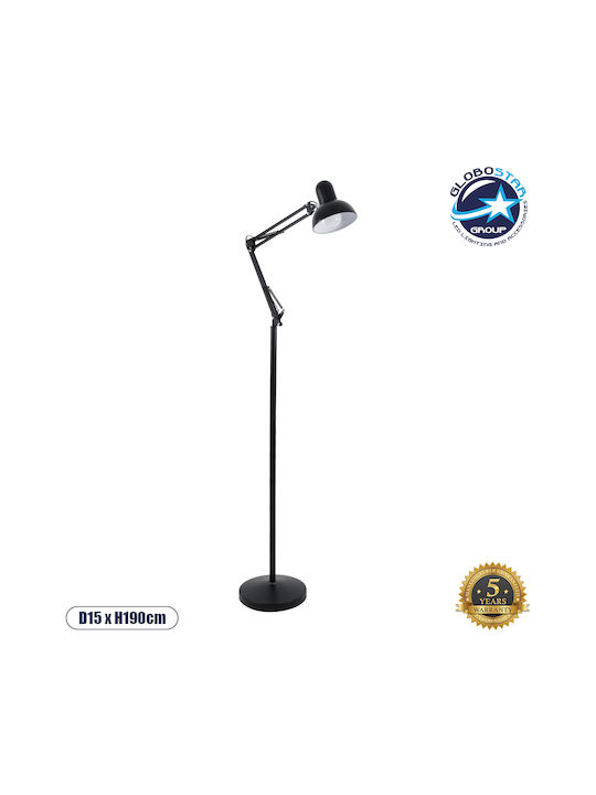 GloboStar Audrey Vintage Floor Lamp H190xW15cm. with Socket for Bulb E27 Black