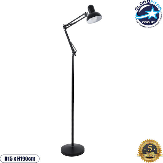 GloboStar Audrey Vintage Lampa de podea Î190xL15cm. cu Soclu pentru Bec E27 Negru