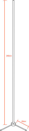 GloboStar LED Floor Lamp H250xW3cm. with Cool White Light 140lm Black
