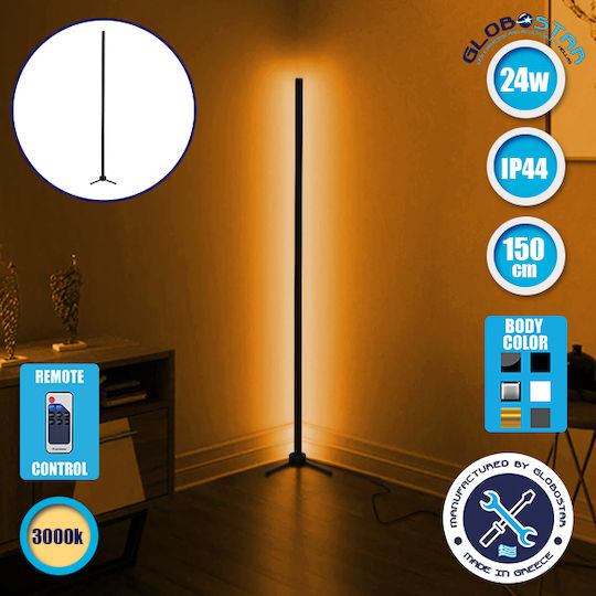 GloboStar LED Floor Lamp H150xW3cm. with Warm White Light 2880lm Black