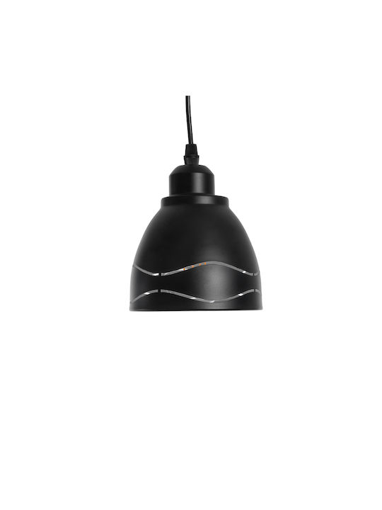 GloboStar Laguna Pendant Light Black Bell with Socket E27 12.5x12.5cm