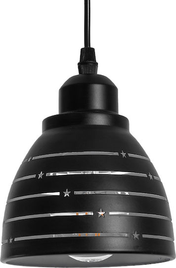 GloboStar Line Stars Pendant Light Black Bell with Socket E27 12.5x12.5cm