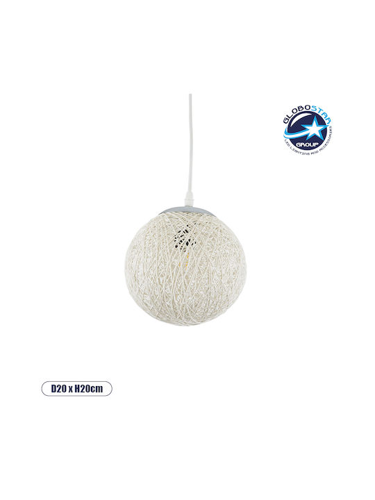 GloboStar Rattan Pendant Light White with Socket E27 22x22x20cm