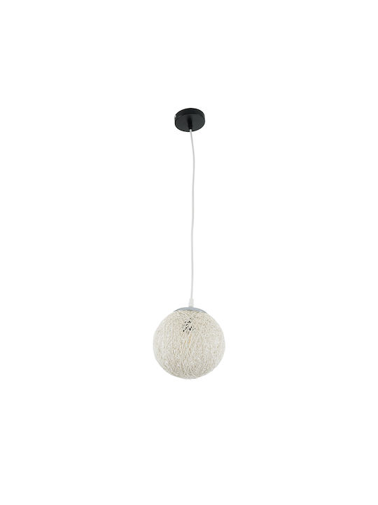 GloboStar Rattan Pendant Light White with Socket E27 22x22x20cm