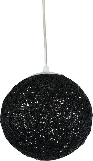 GloboStar Rattan Lustră Negru cu Dulie E27 22x22x20cm.