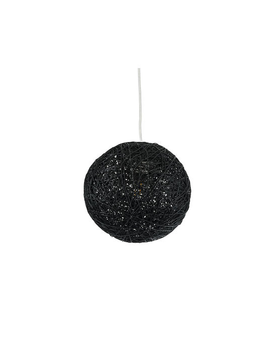 GloboStar Rattan Pendant Light Black with Socket E27 22x22x20cm