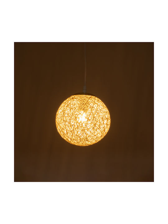 GloboStar Rattan Pendant Light White with Socket E27 22x22x20cm