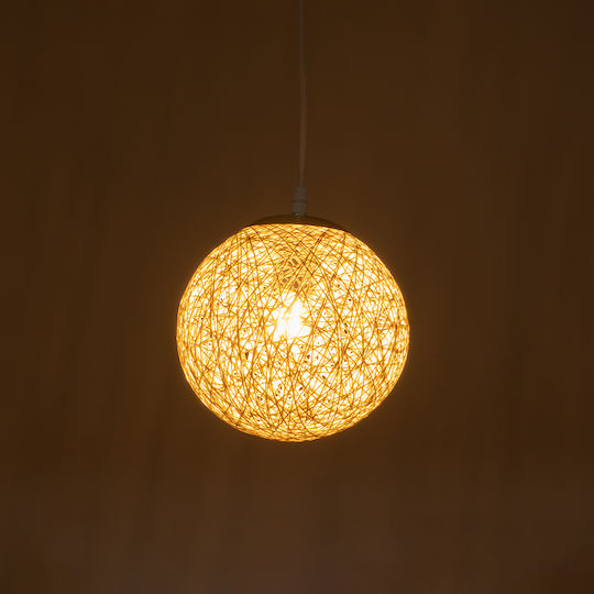 GloboStar Rattan Lustră Alb cu Dulie E27 22x22x20cm.