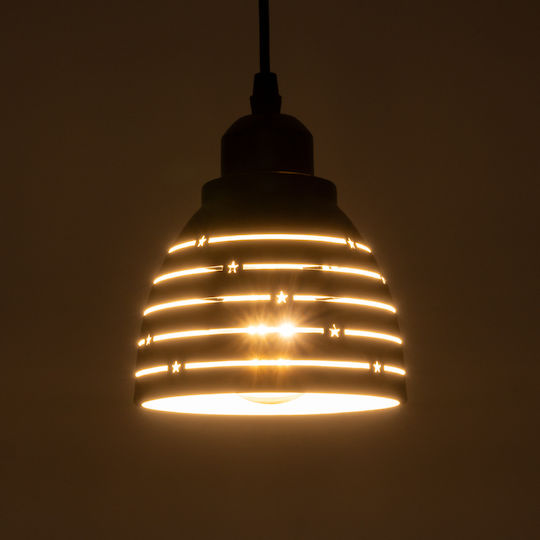 GloboStar Line Stars Pendant Light Black Bell with Socket E27 12.5x12.5cm