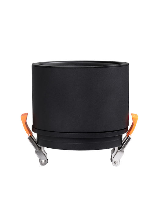 GloboStar Omega Round Metallic Recessed Spot with Integrated LED and Natural White Light Black 10x10cm. 1pcs