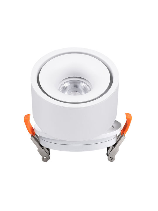 GloboStar Omega Rund Metallisch Einbau Spot mit integriertem LED und Natürliches Weißes Licht Weiß 10x10cm. 1Stück