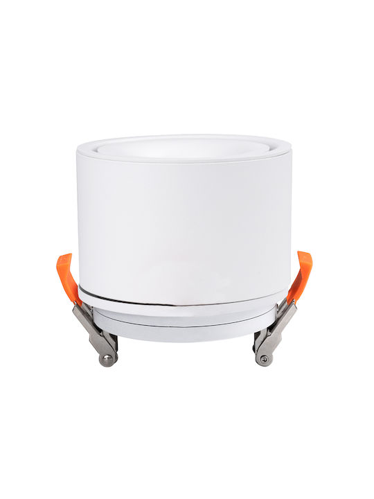 GloboStar Omega Rund Metallisch Einbau Spot mit integriertem LED und Natürliches Weißes Licht Weiß 10x10cm. 1Stück