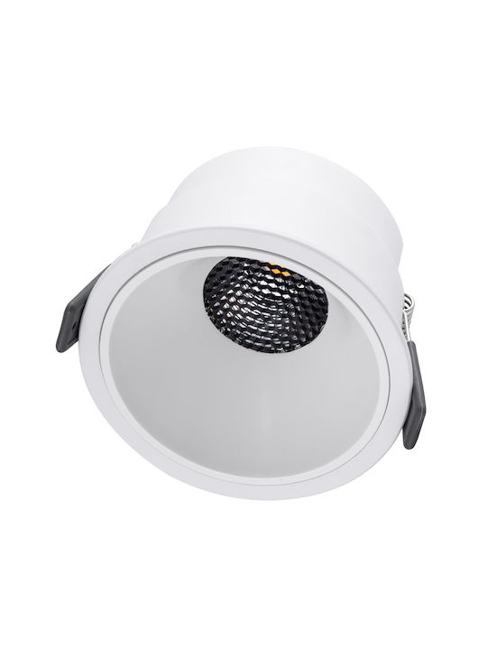 GloboStar Round Metallic Recessed Spot with Integrated LED and Natural White Light White 10.4x10.4cm. 1pcs