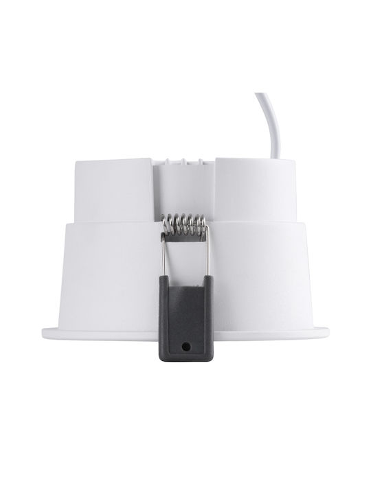 GloboStar Round Metallic Recessed Spot with Integrated LED and Natural White Light White 10.4x10.4cm. 1pcs