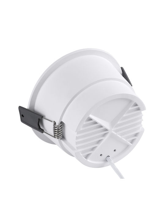 GloboStar Round Metallic Recessed Spot with Integrated LED and Natural White Light White 10.4x10.4cm. 1pcs