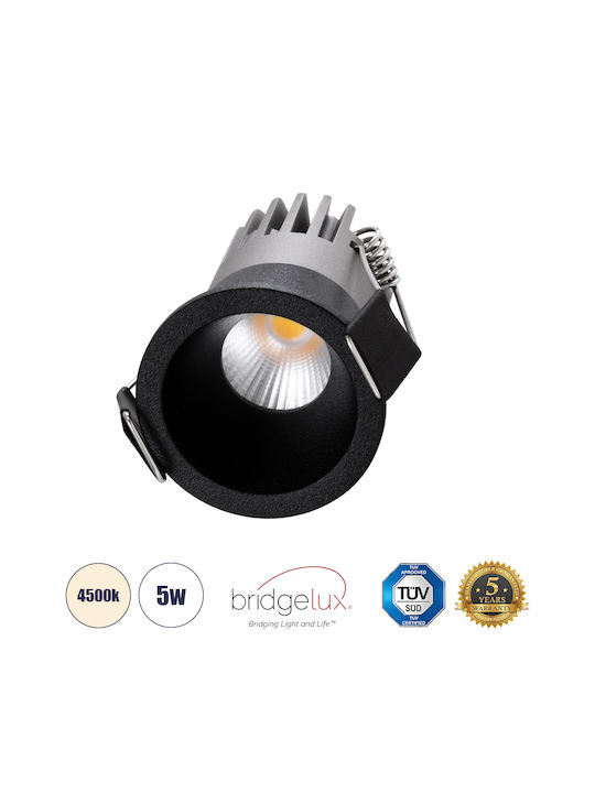 GloboStar Round Metallic Recessed Spot with Integrated LED and Natural White Light Black 4x4cm. 1pcs