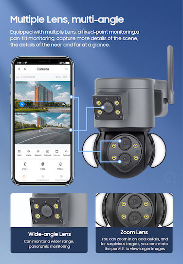 GloboStar 86077 IP Κάμερα Παρακολούθησης Wi-Fi Full HD 1080p Αδιάβροχη Μπαταρίας